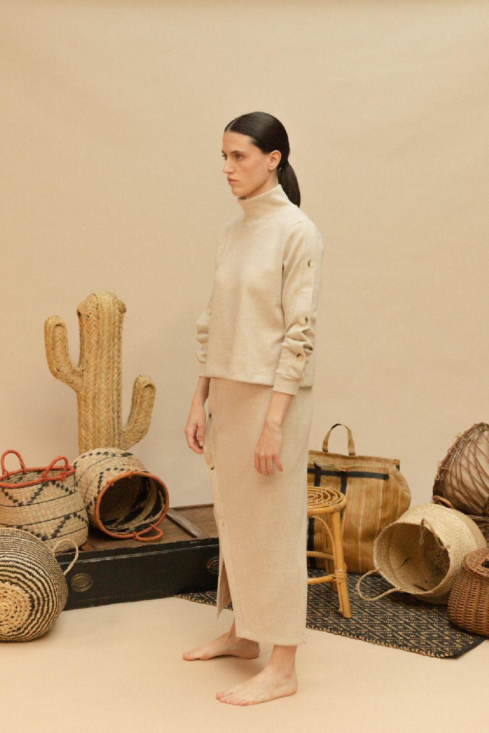 Pan Producto Básico Falda Tubo Arena Corte Diagonal