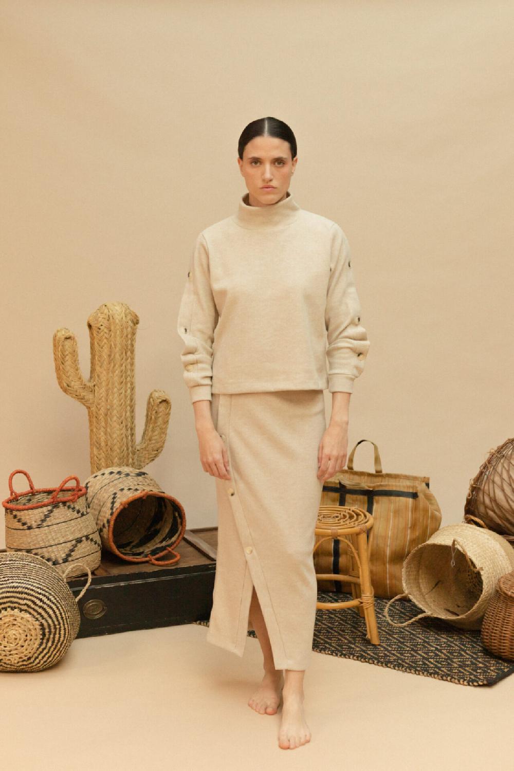 pan producto básico Falda tubo Arena corte diagonal