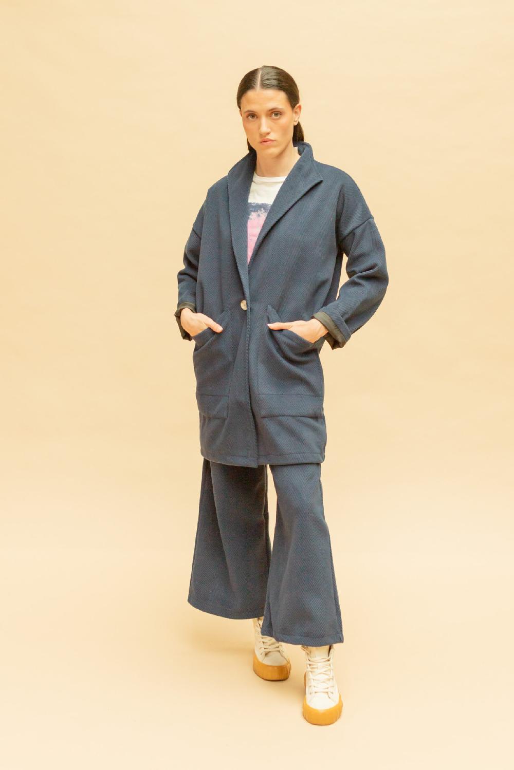 Pan Producto Básico Abrigo Pana Azul