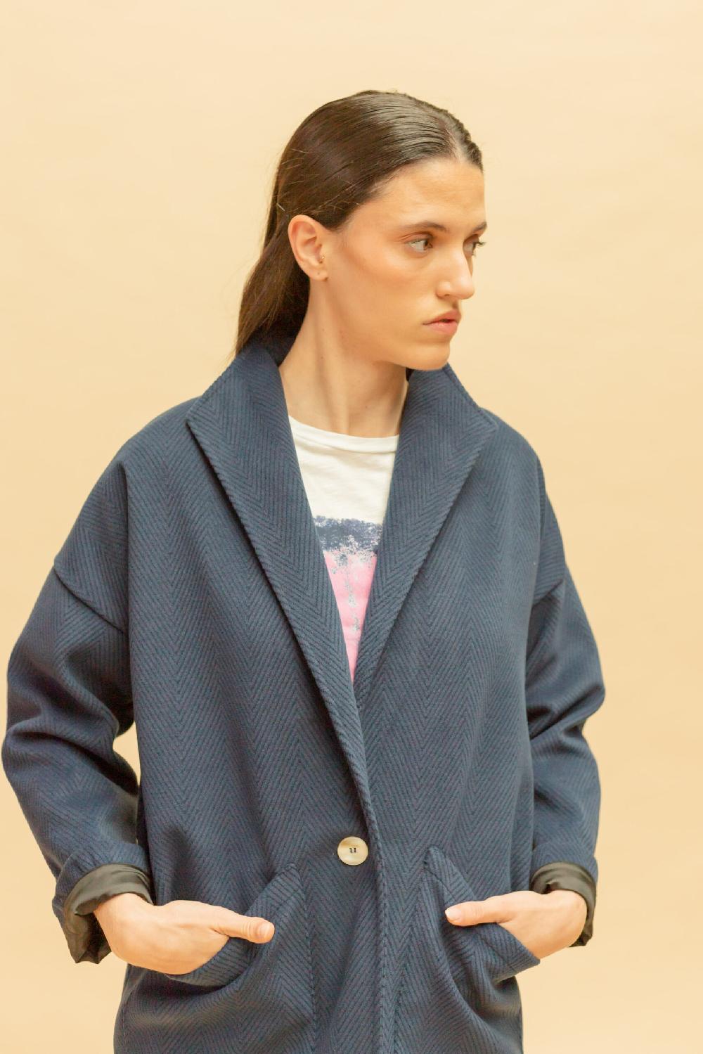 Pan Producto Básico Abrigo Pana Azul