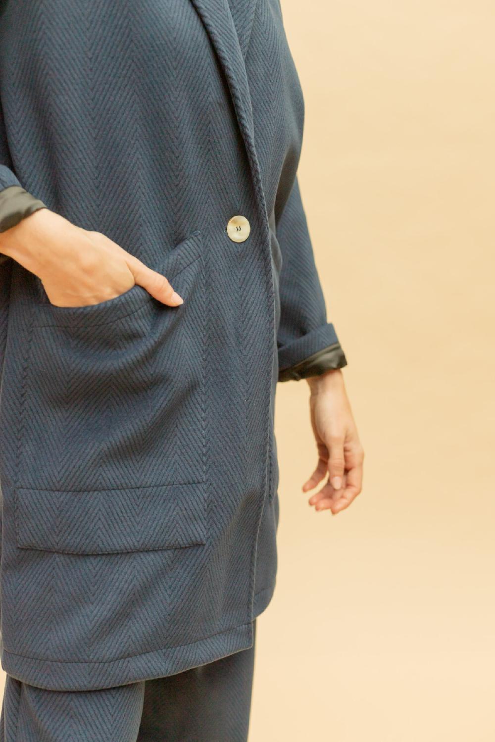 Pan Producto Básico Abrigo Pana Azul