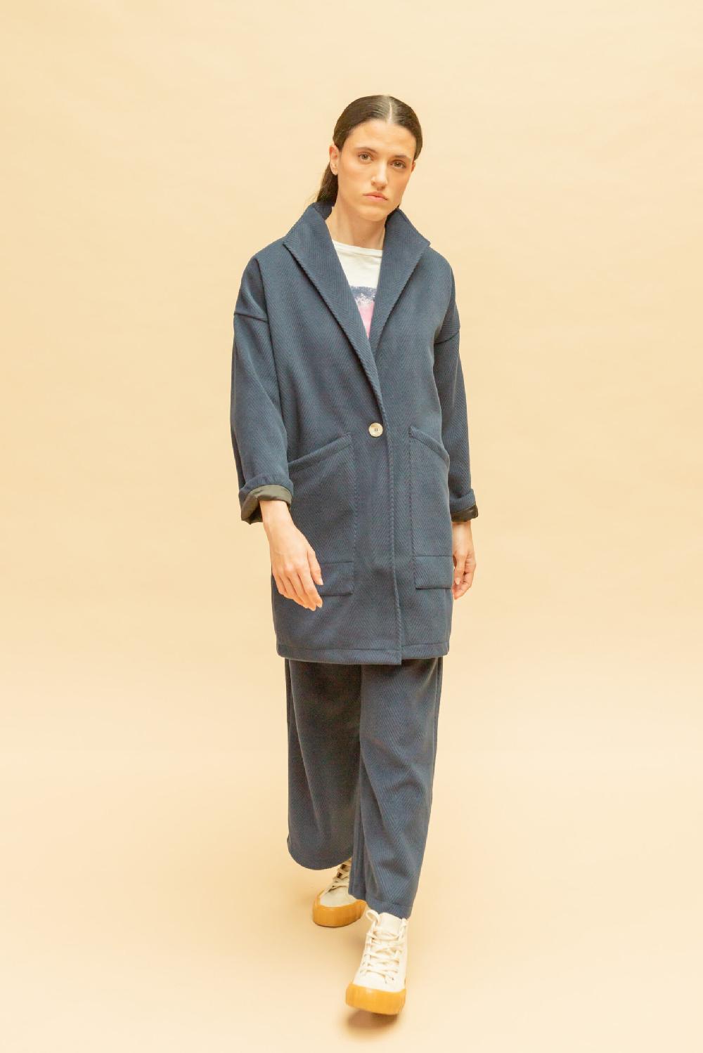 pan producto básico Abrigo pana azul