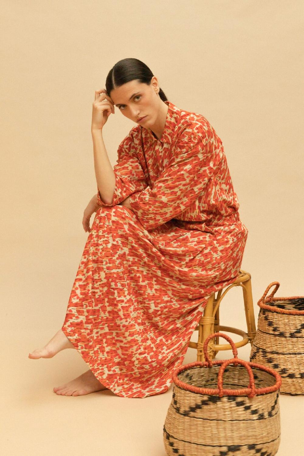 Pan Producto Básico Blusa Amplia Estampada