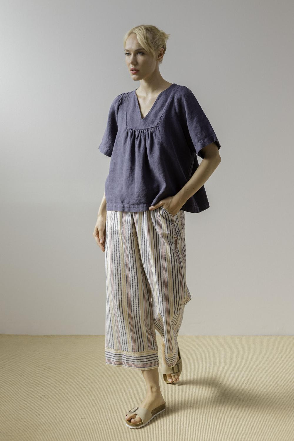 pan producto básico Blusa azul de lino