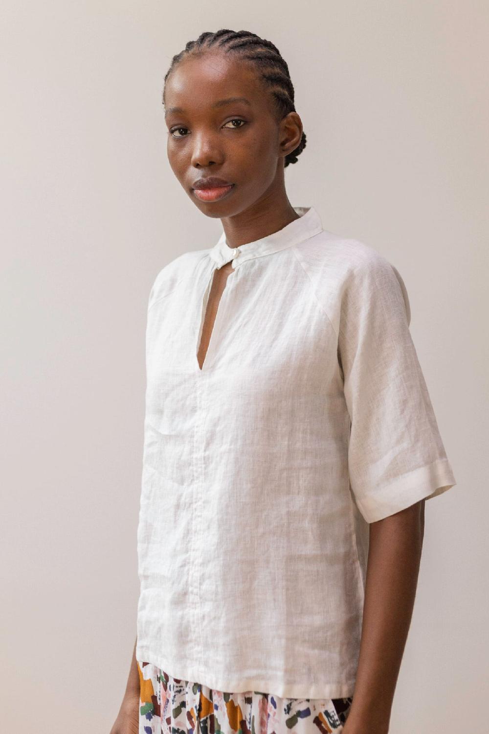 Pan Producto Básico Blusa Blanca Lino Oversize