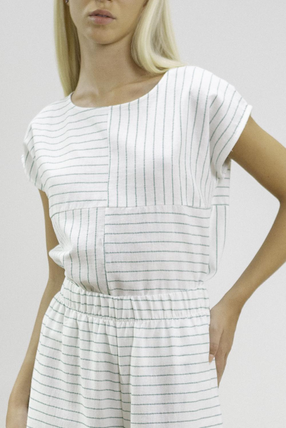 pan producto básico Blusa blanca rayas verdes