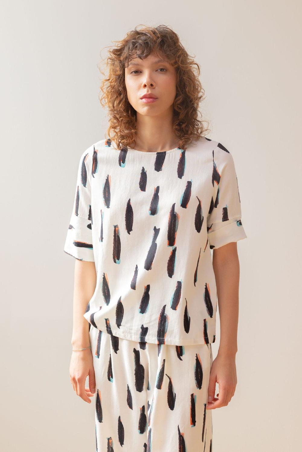 Pan Producto Básico Blusa Cruda Estampada