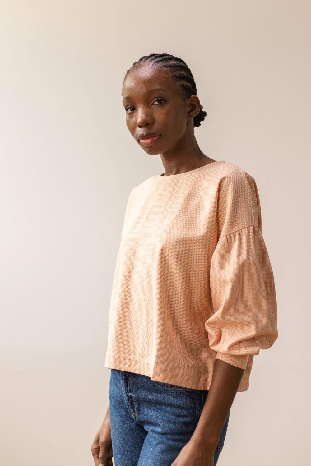 Pan Producto Básico Blusa Cuadritos Naranja