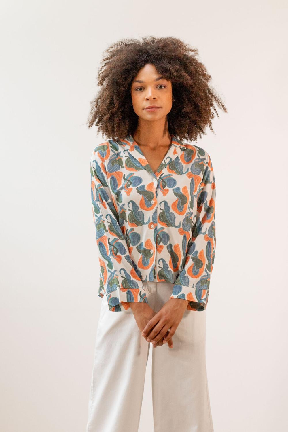 Pan Producto Básico Blusa Estampada Con Botones