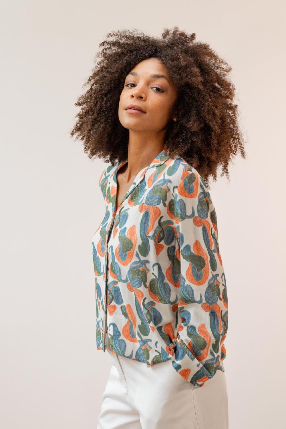 Pan Producto Básico Blusa Estampada Con Botones