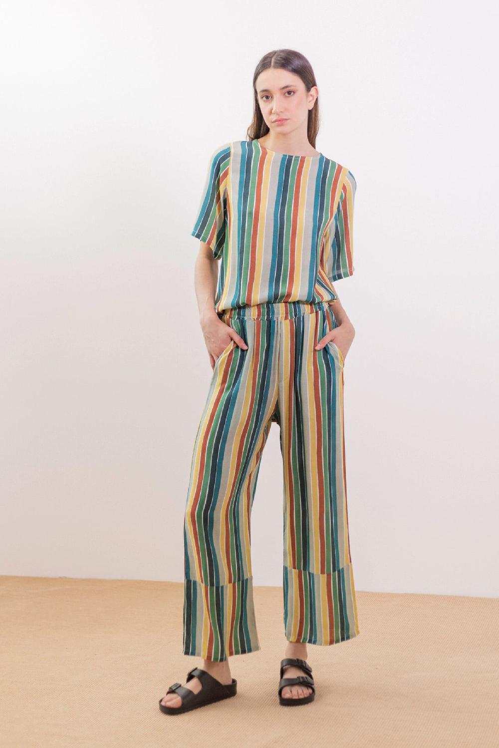 Pan Producto Básico Blusa Estampada De Rayas