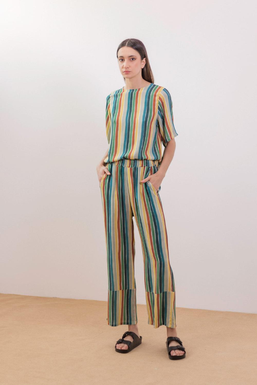 Pan Producto Básico Blusa Estampada De Rayas