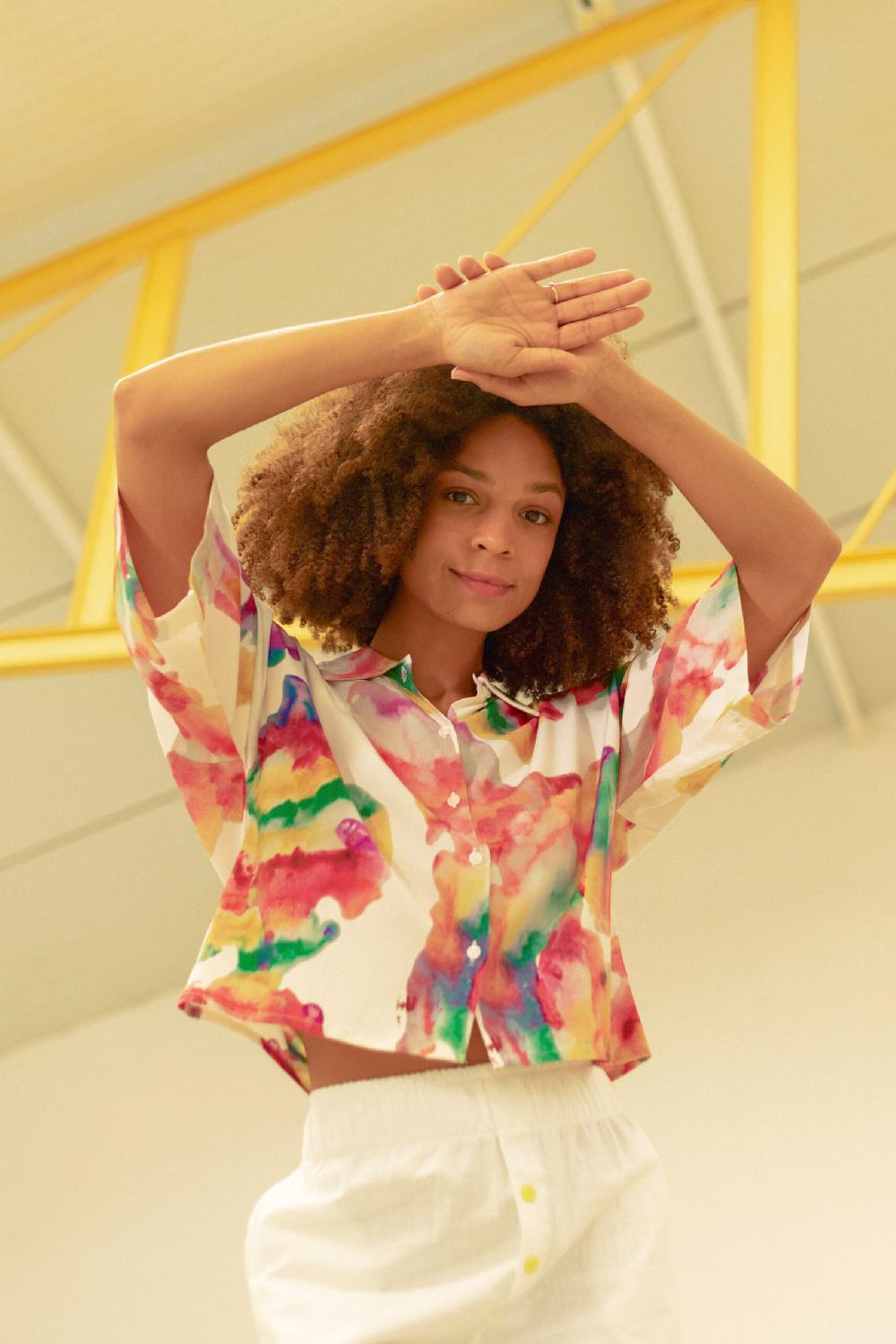 pan producto básico Blusa estampada oversize