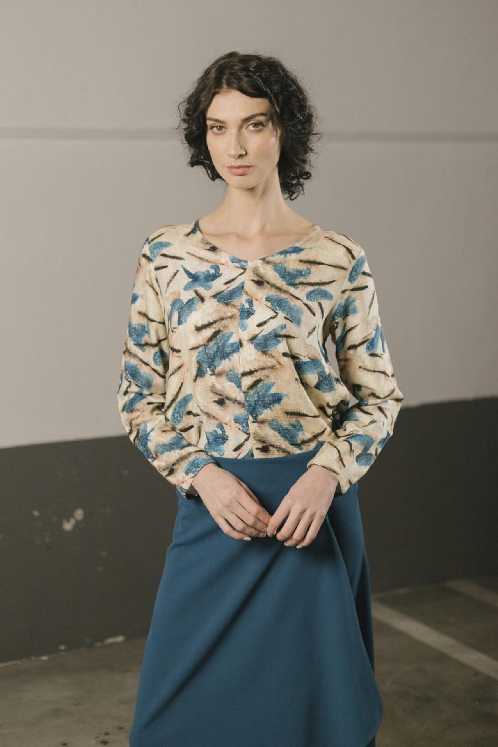 Pan Producto Básico Blusa Estampada Pico