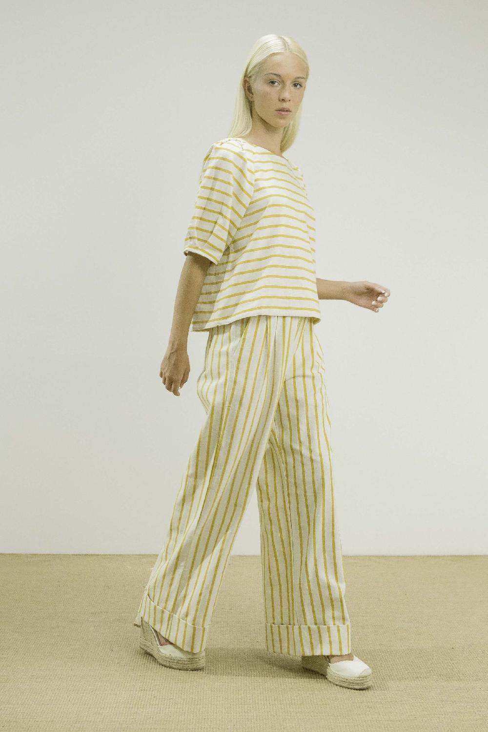 Pan Producto Básico Blusa Rayas Mostaza