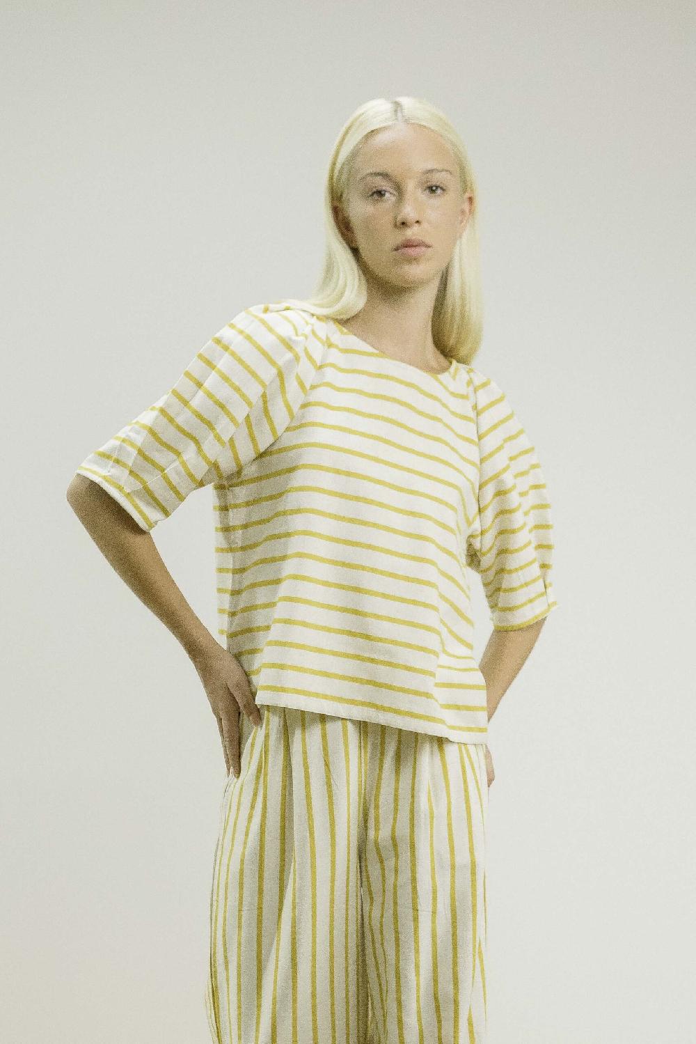 Pan Producto Básico Blusa Rayas Mostaza