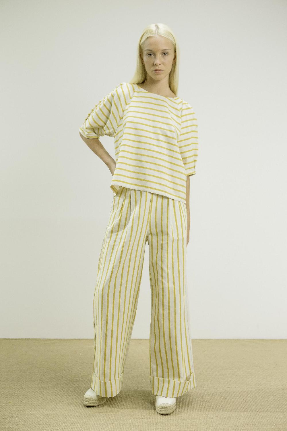 Pan Producto Básico Blusa Rayas Mostaza