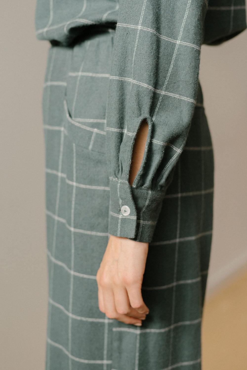 Pan Producto Básico Blusa Verde De Cuadros