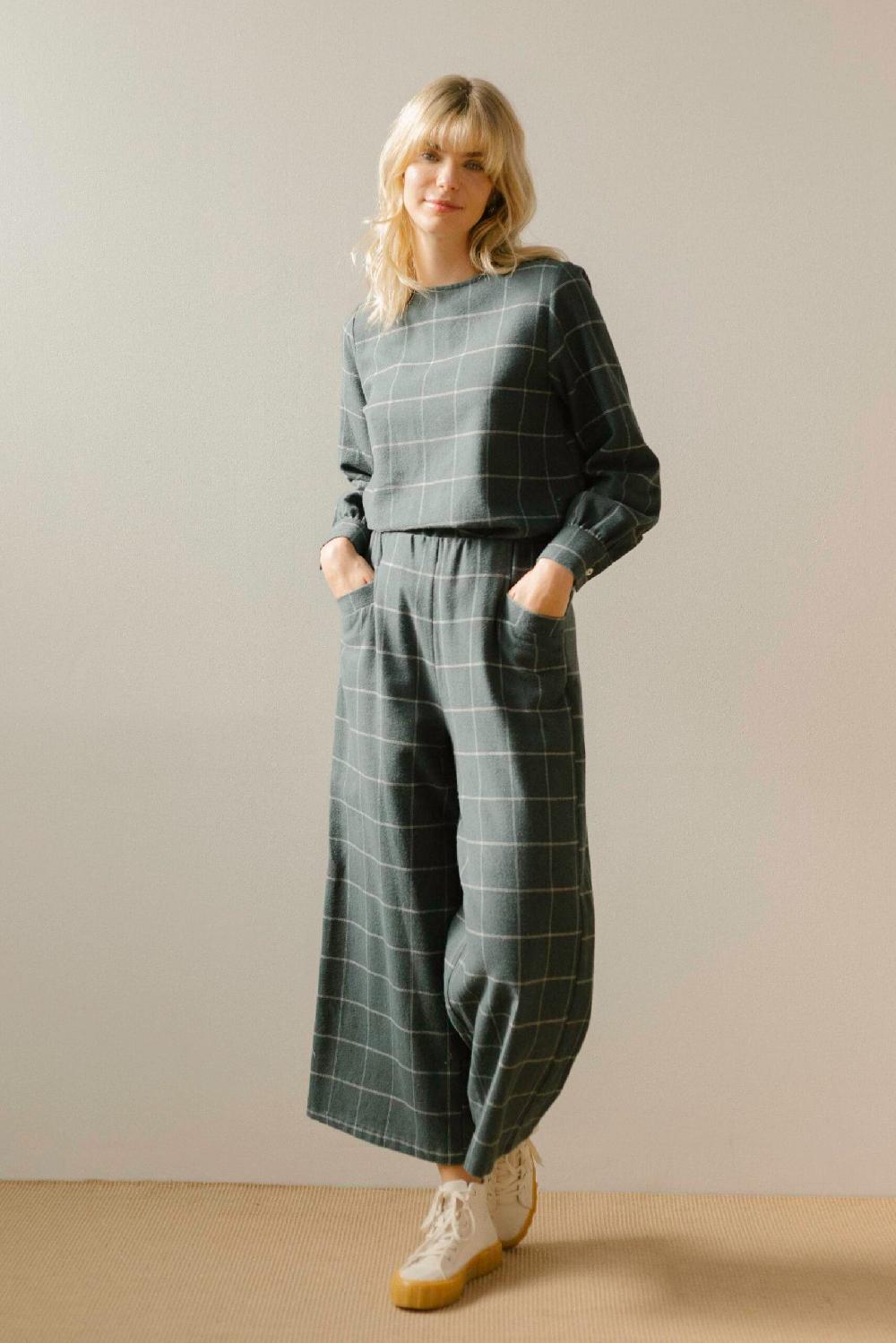 Pan Producto Básico Blusa Verde De Cuadros