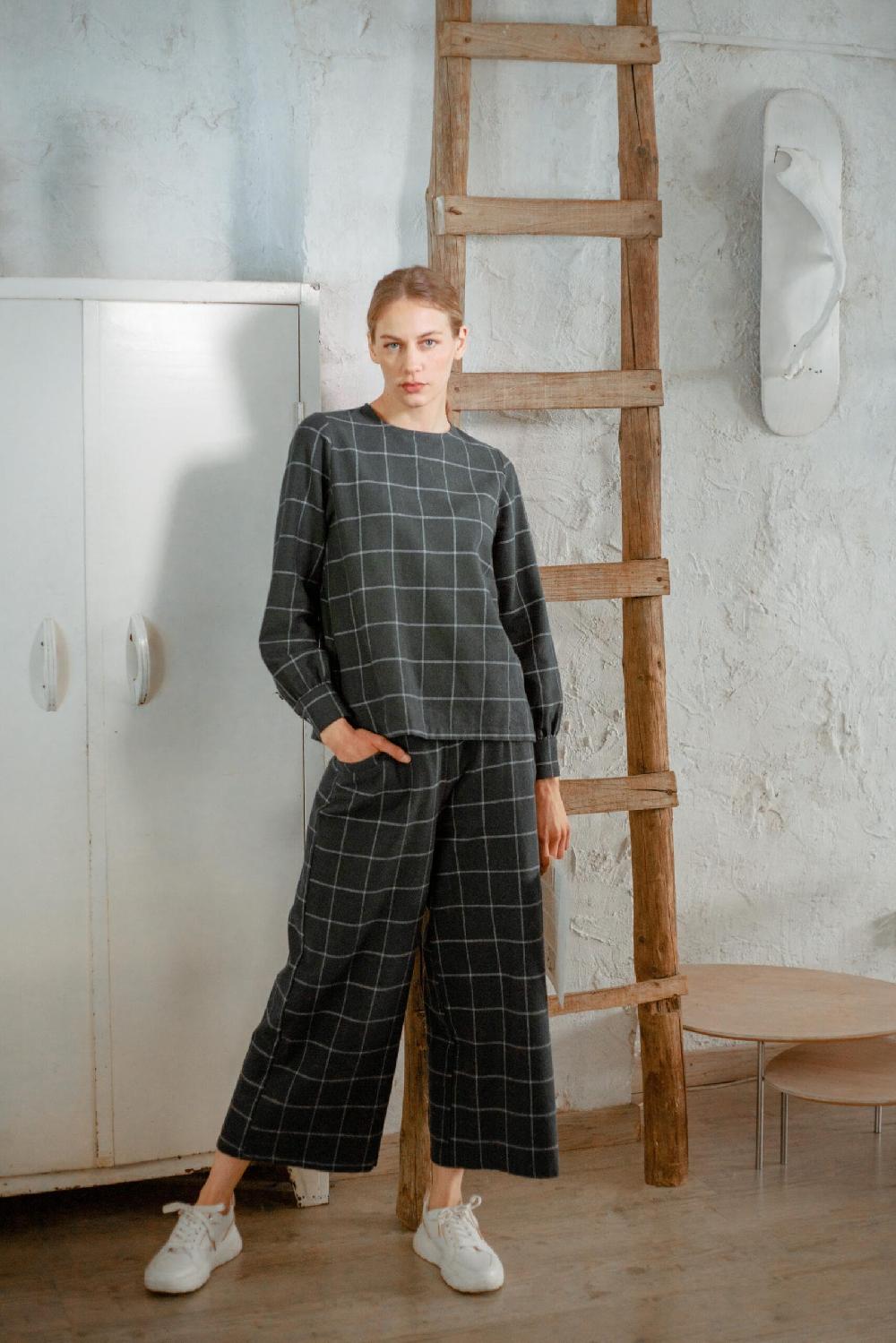 Pan Producto Básico Blusa Verde De Cuadros