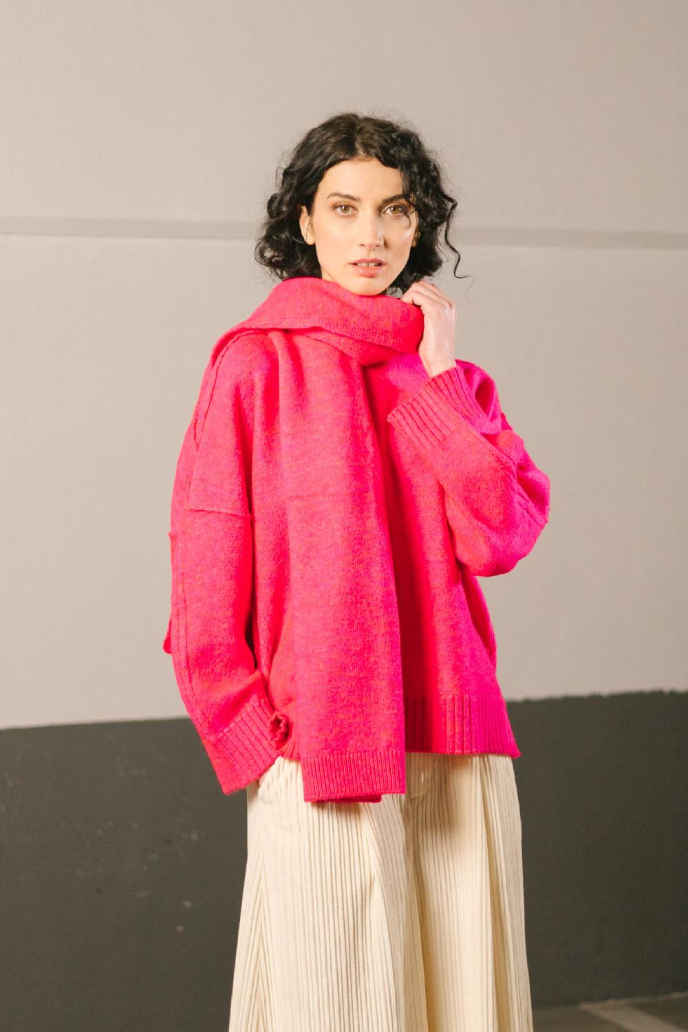 Pan Producto Básico Bufanda Fucsia De Punto