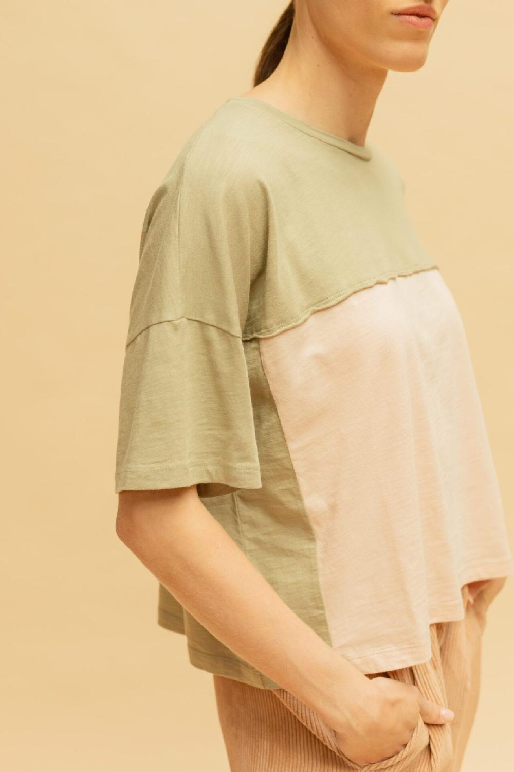 Pan Producto Básico Camiseta Bicolor Verde/rosa