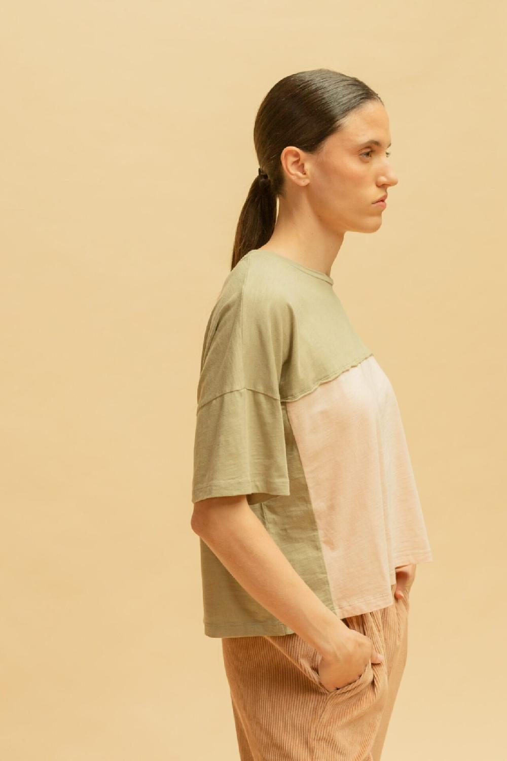 Pan Producto Básico Camiseta Bicolor Verde/rosa