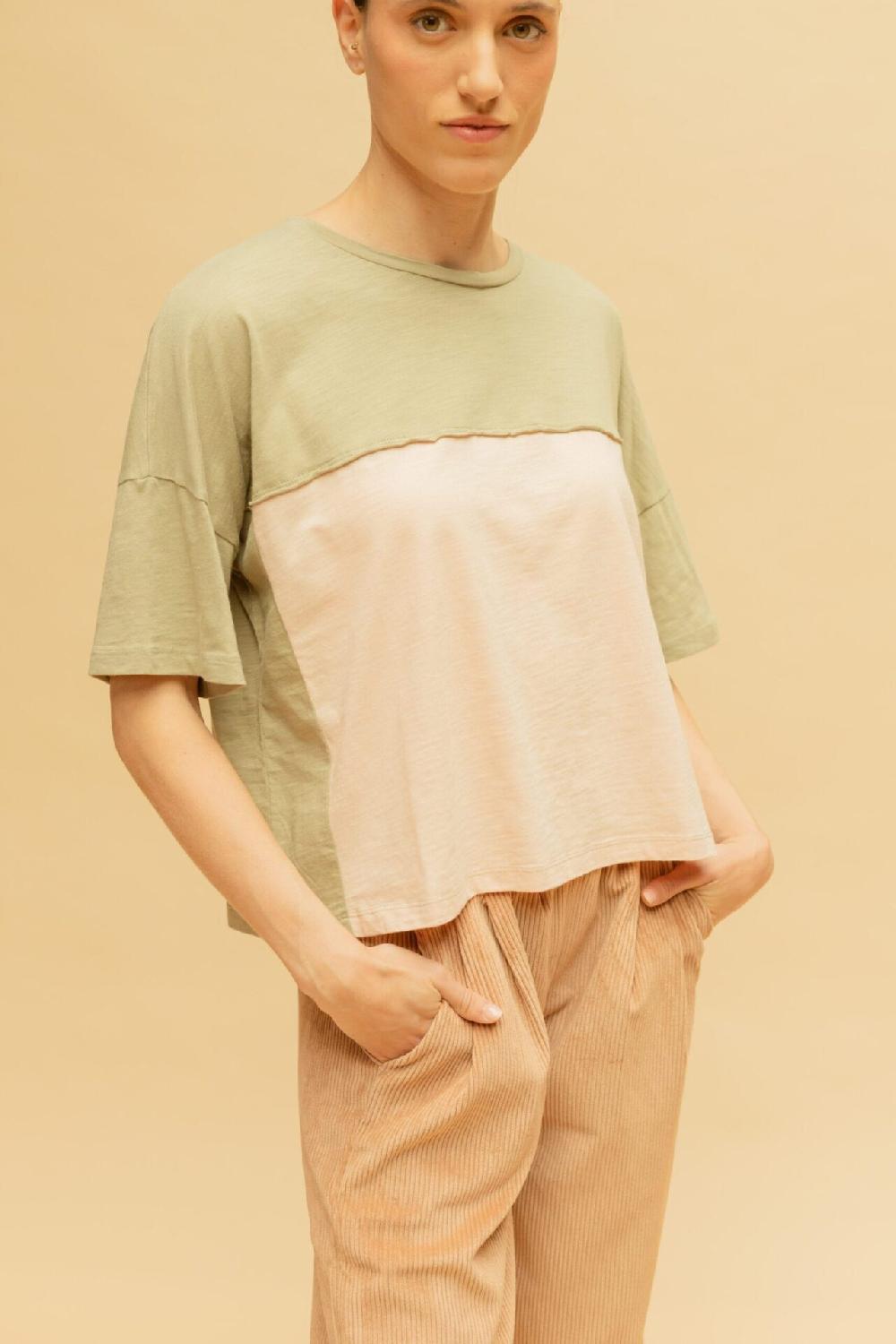 Pan Producto Básico Camiseta Bicolor Verde/rosa