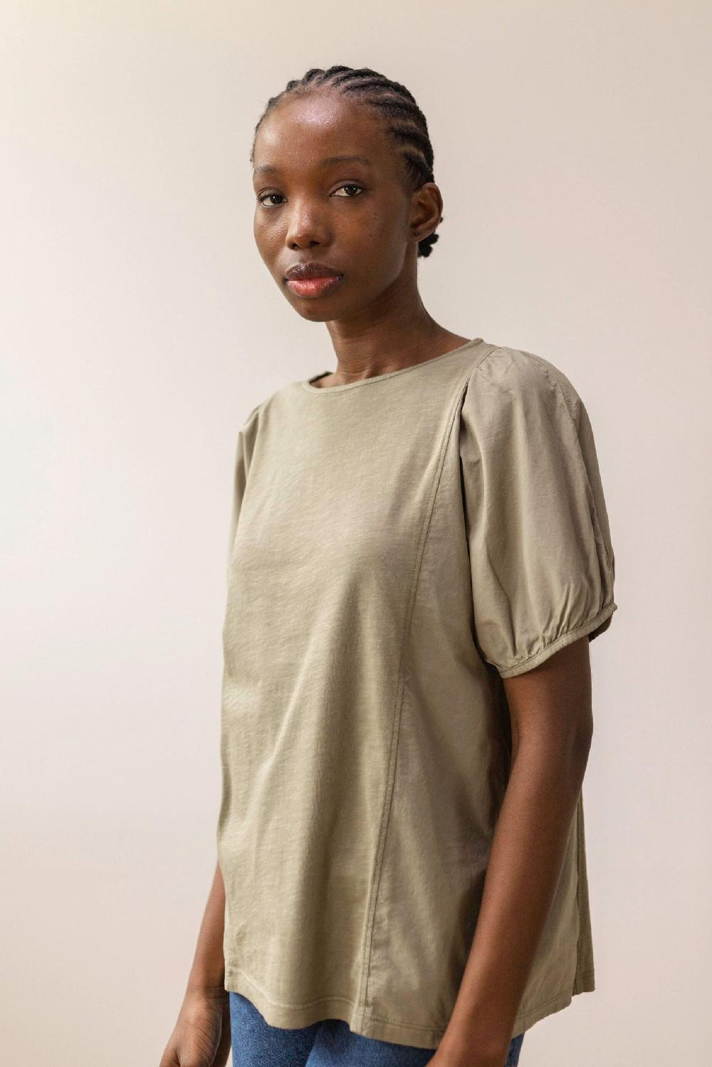 Pan Producto Básico Camiseta Caqui Mangas Farol