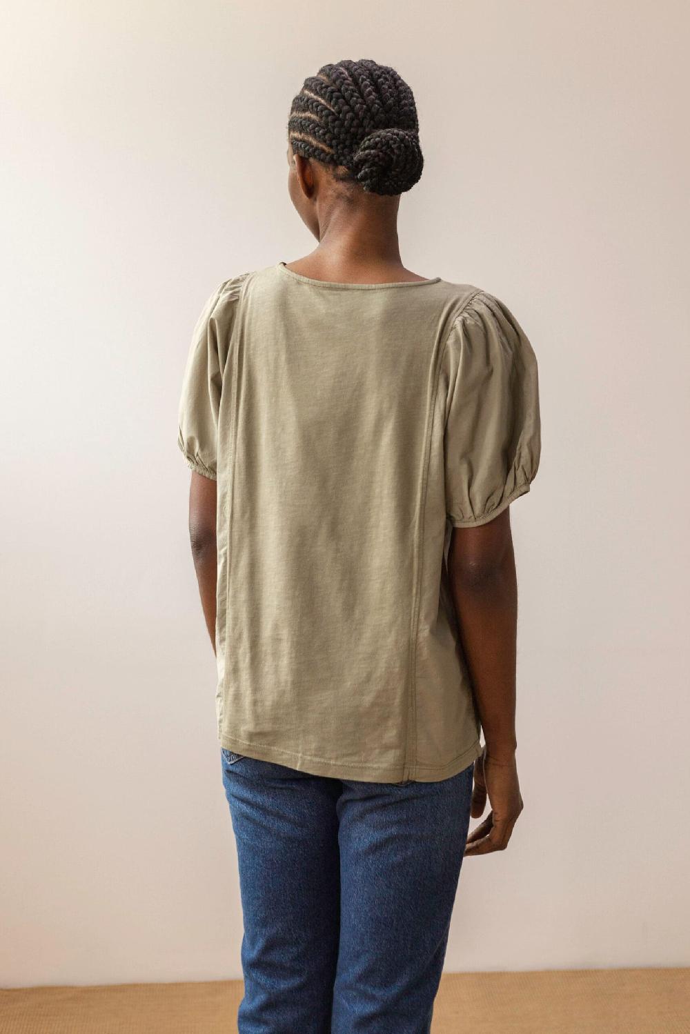 Pan Producto Básico Camiseta Caqui Mangas Farol