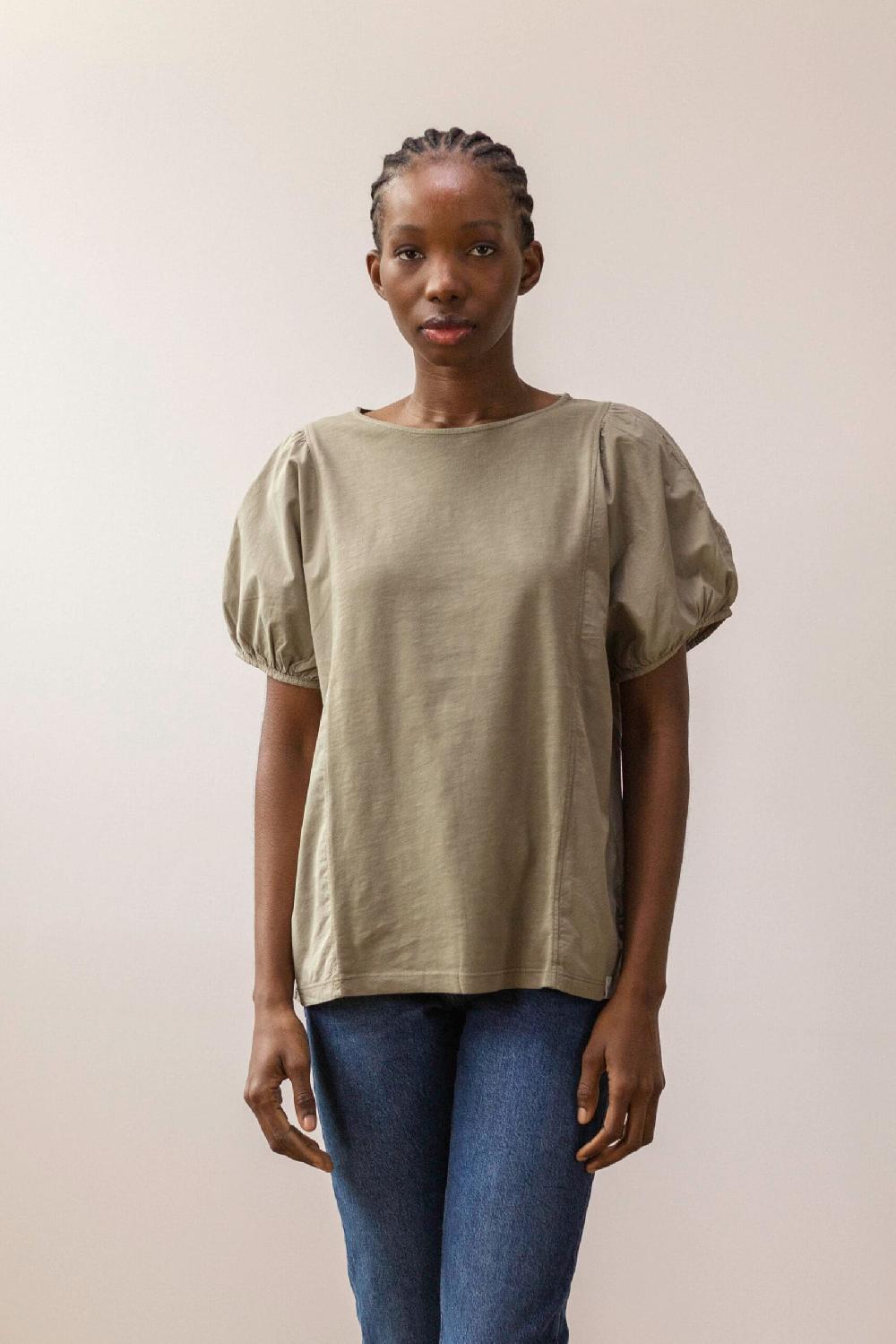 pan producto básico Camiseta caqui mangas farol