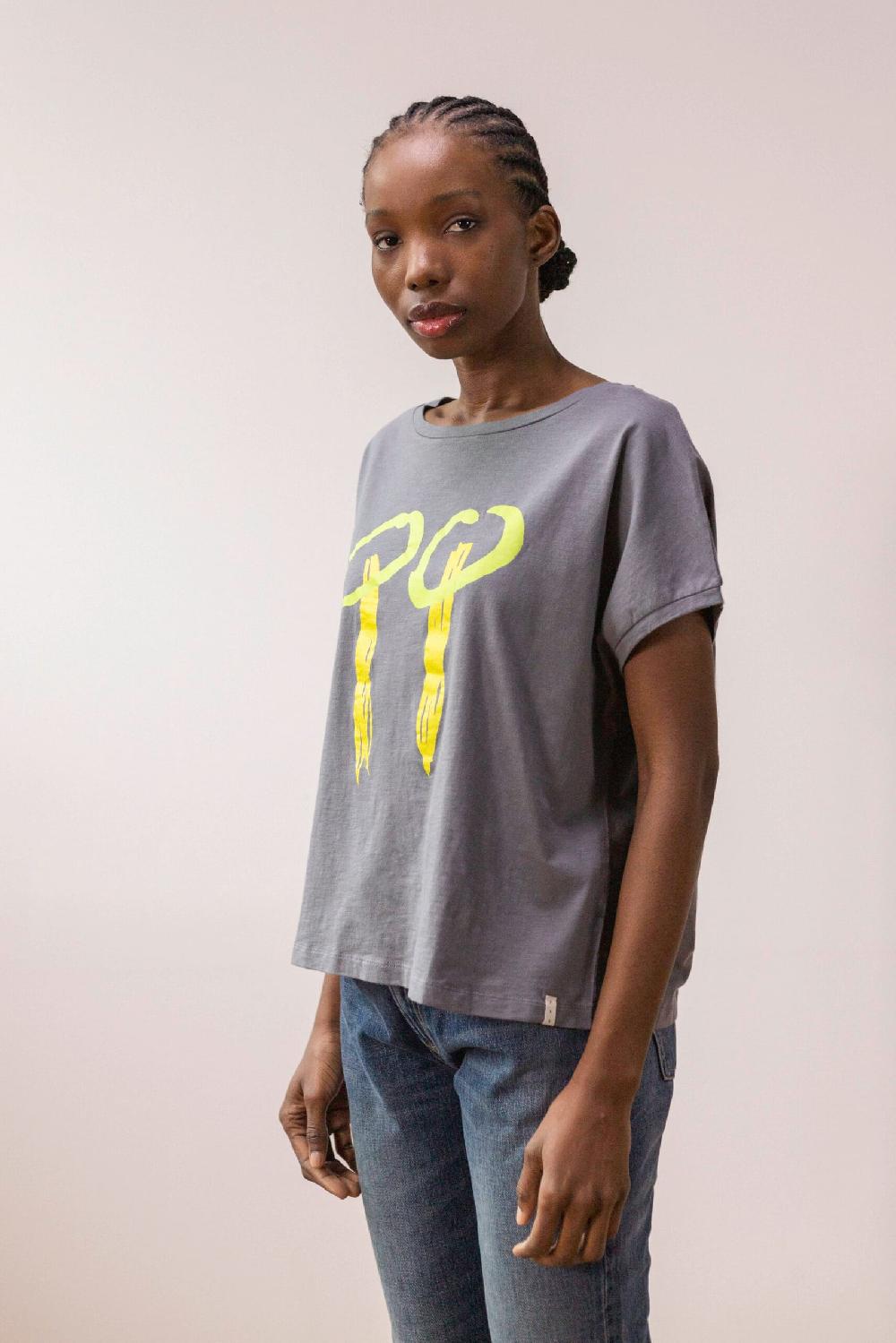 Pan Producto Básico Camiseta Gris Estampada