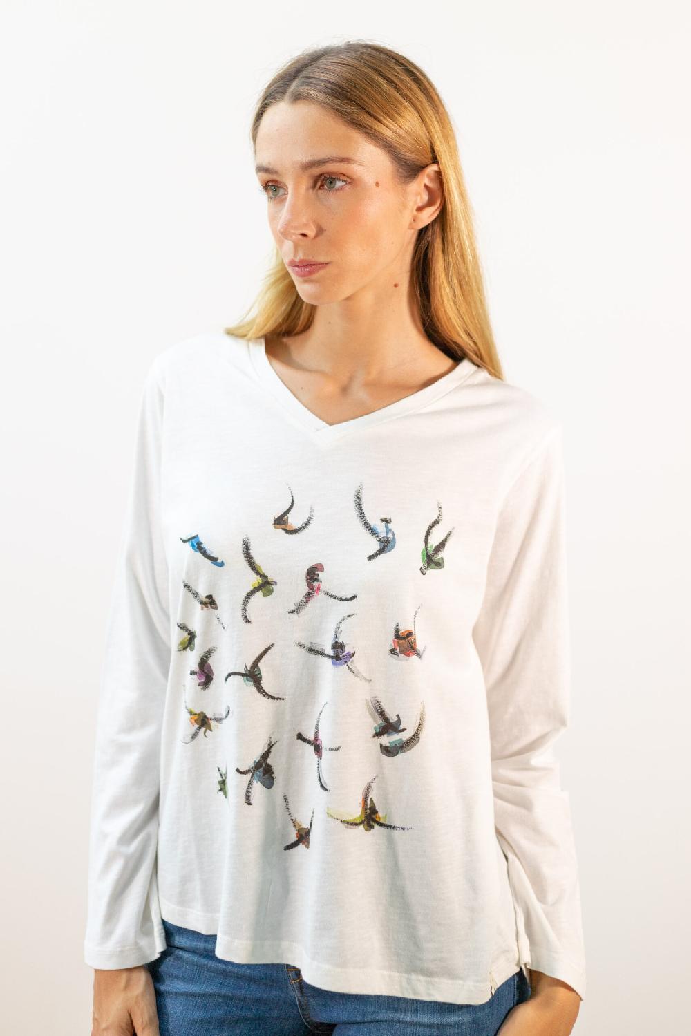 Pan Producto Básico Camiseta Manga Larga Pájaros