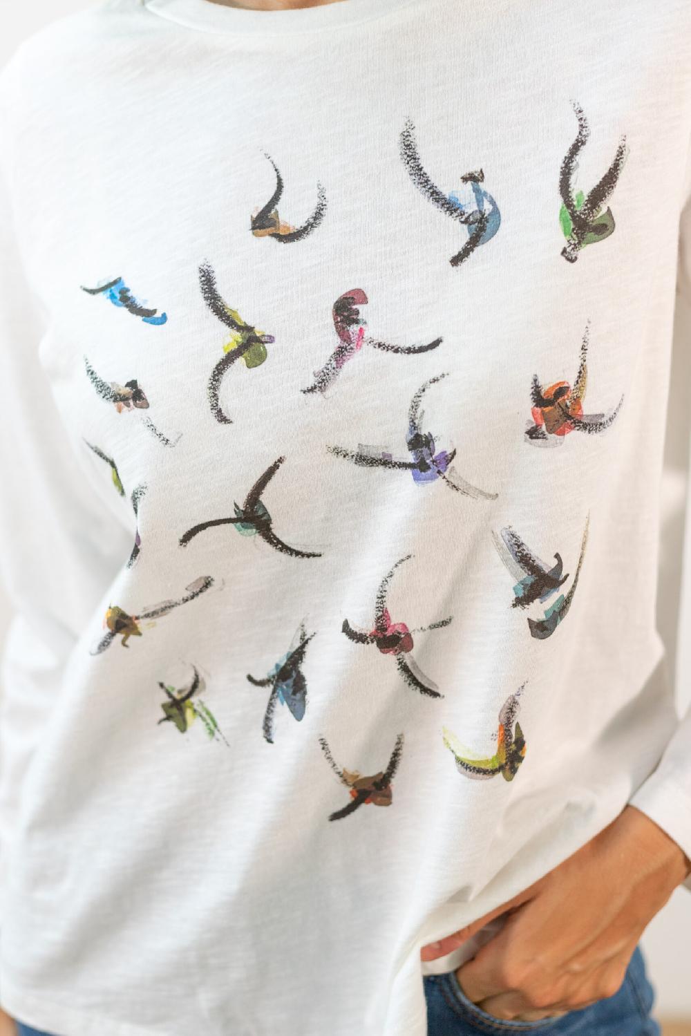 Pan Producto Básico Camiseta Manga Larga Pájaros