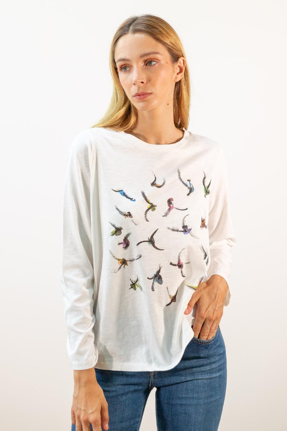 Pan Producto Básico Camiseta Manga Larga Pájaros