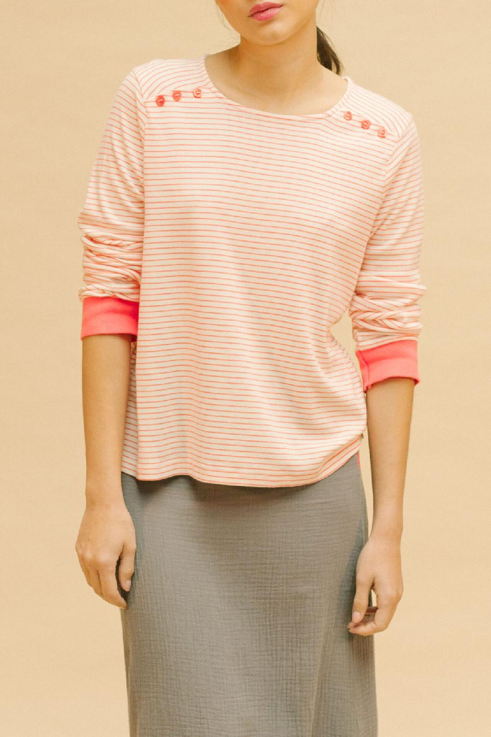 Pan Producto Básico Camiseta Rayas Rosas Y Botones