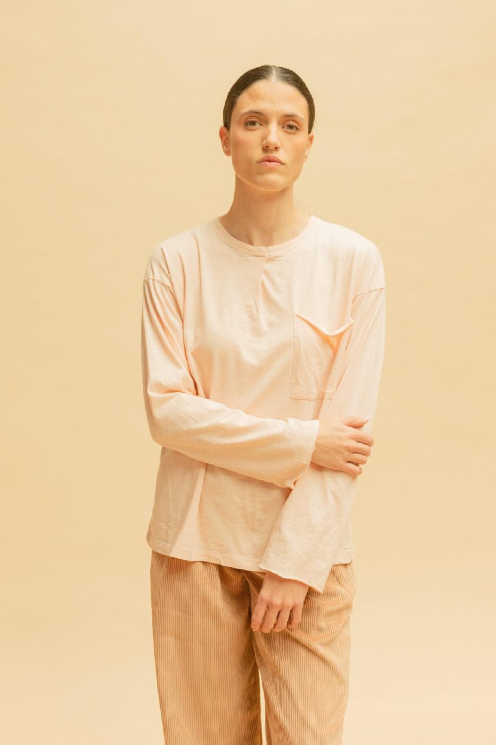 Pan Producto Básico Camiseta Rosa Pliegue