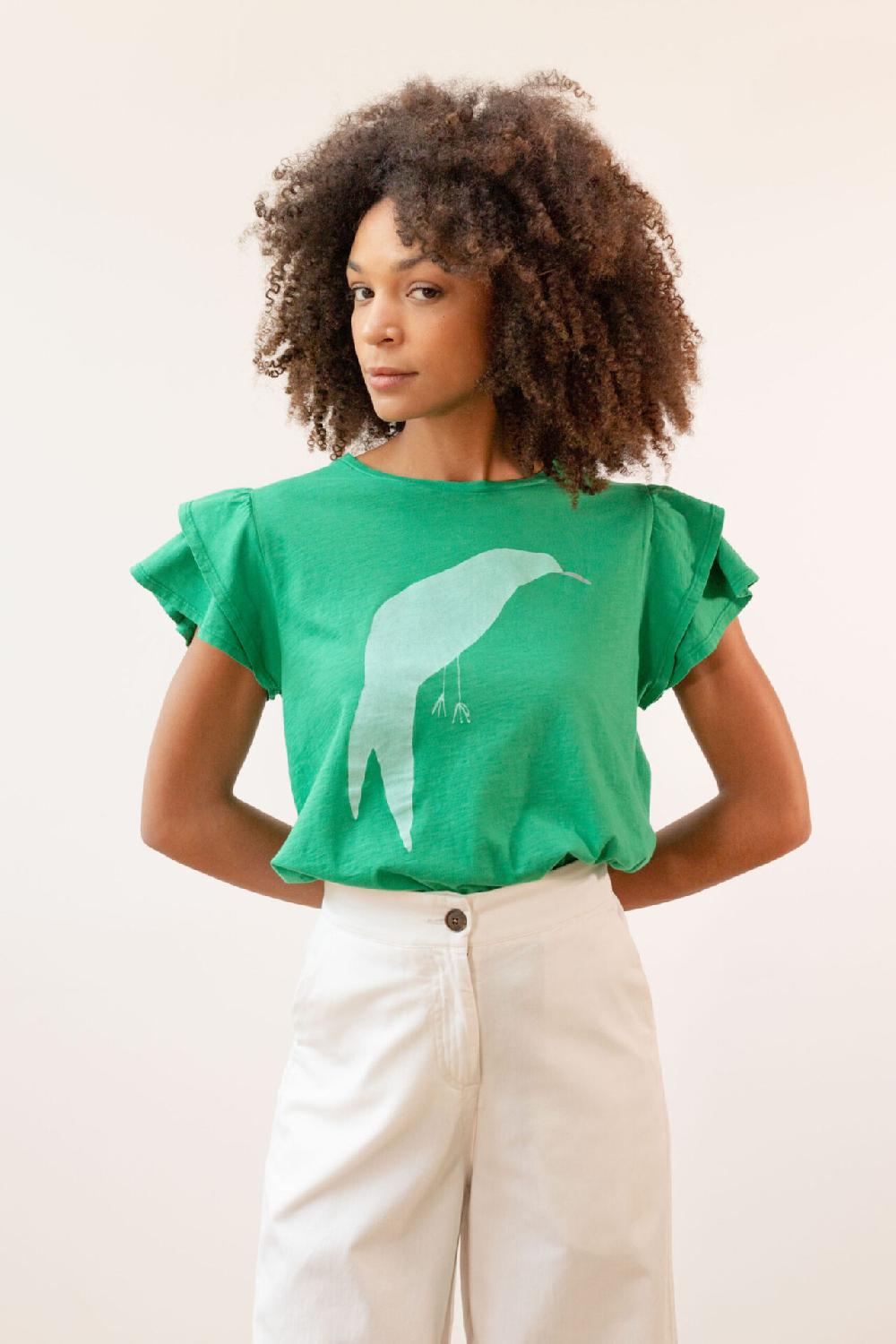 Pan Producto Básico Camiseta Verde Estampada