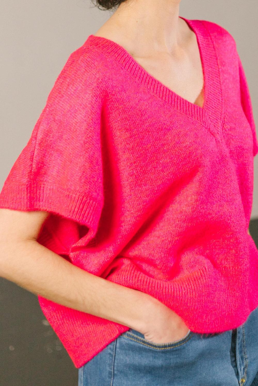 Pan Producto Básico Chaleco Fucsia Cuello Pico