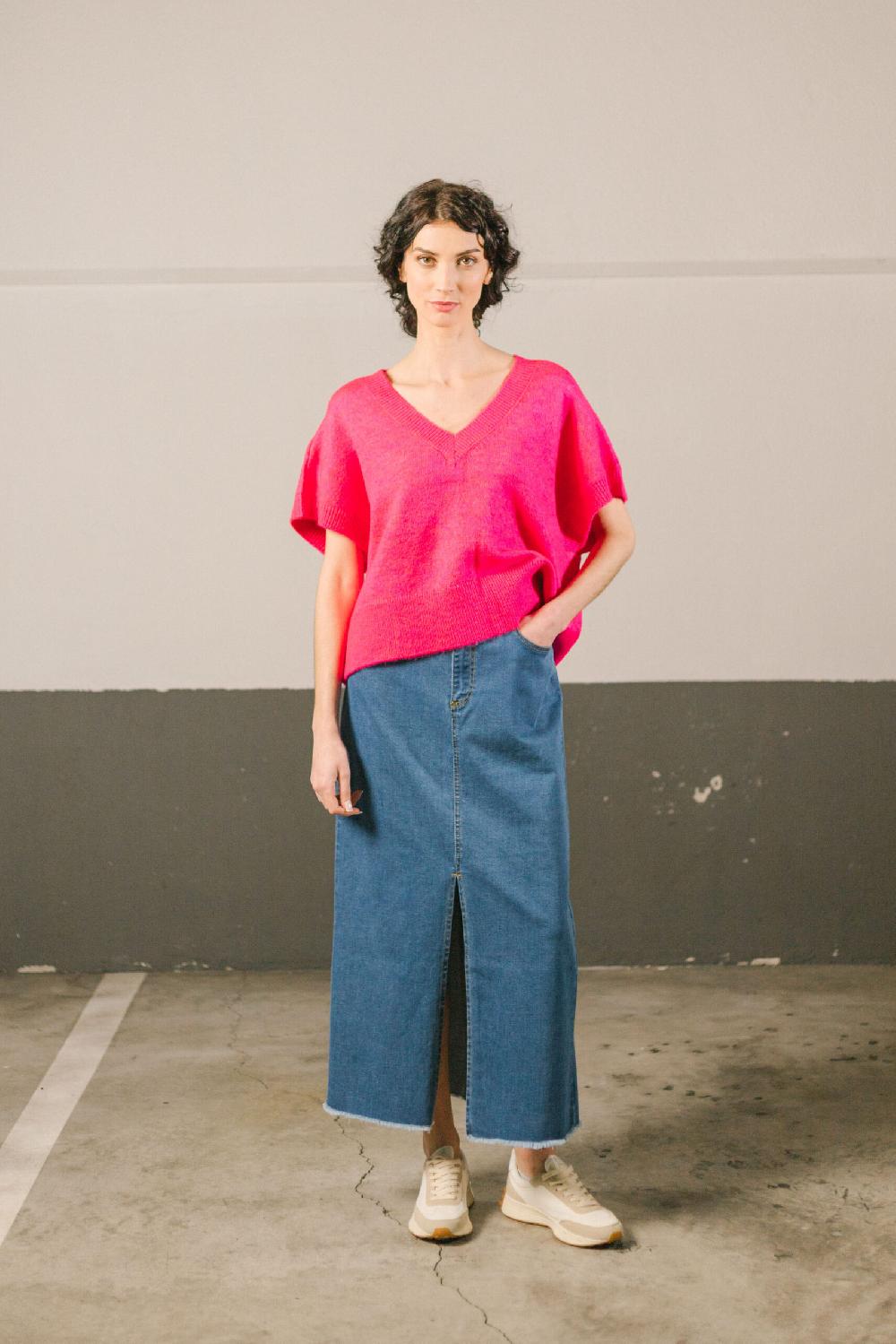 Pan Producto Básico Chaleco Fucsia Cuello Pico