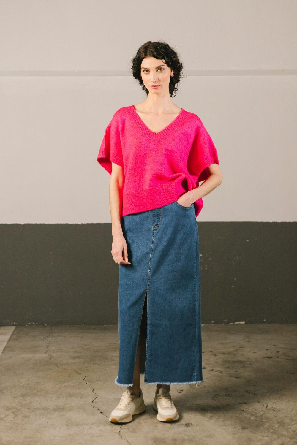 Pan Producto Básico Chaleco Fucsia Cuello Pico