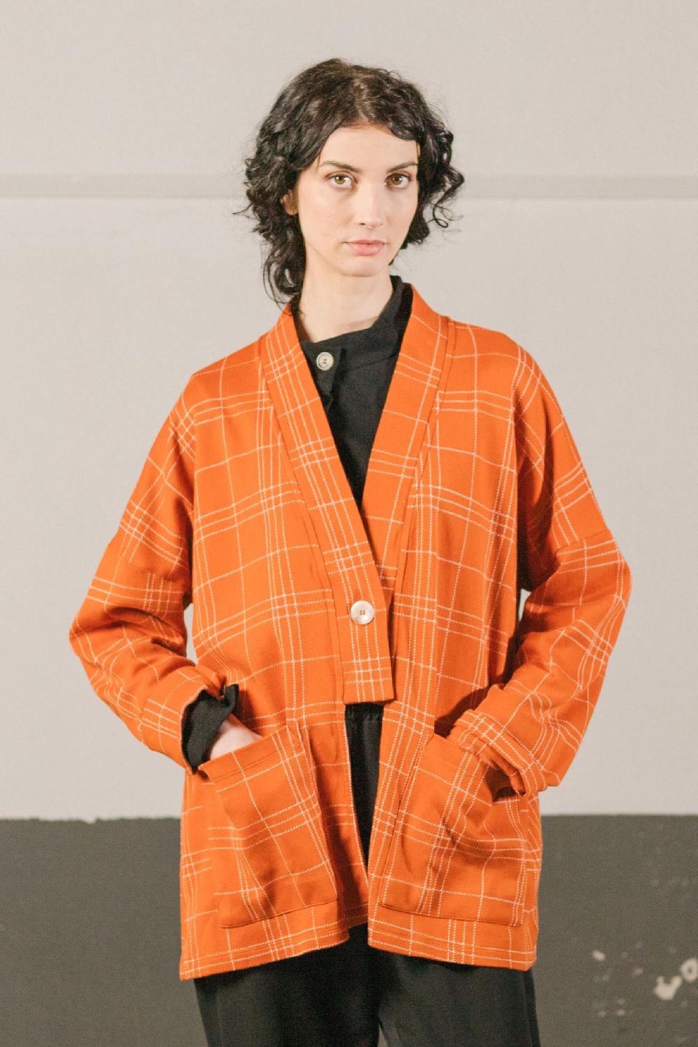 pan producto básico Chaqueta cuadros naranja