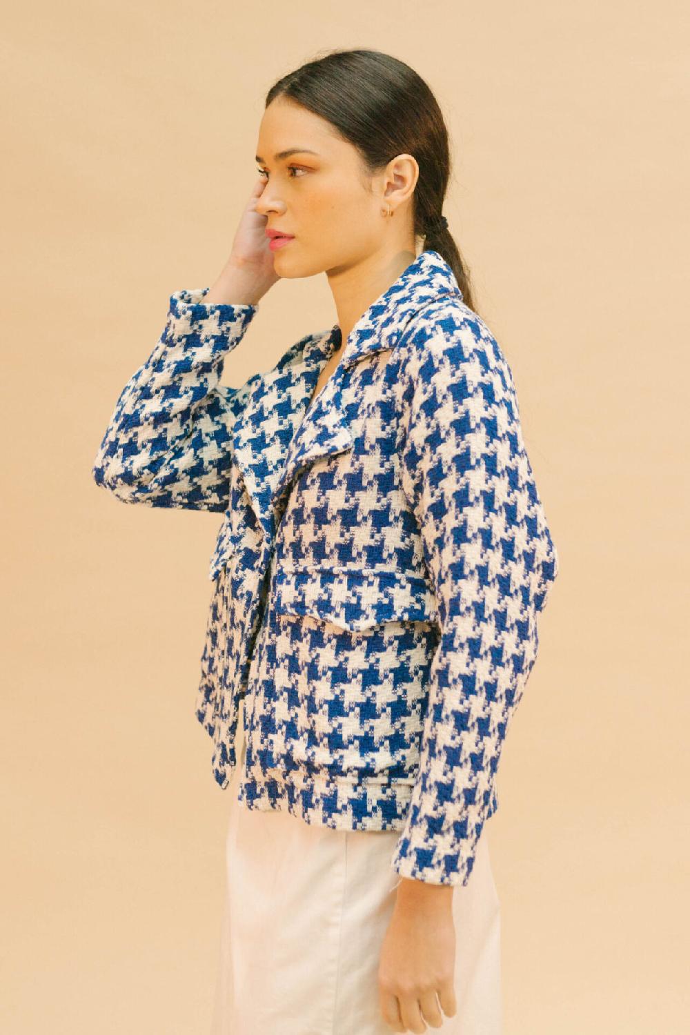 Pan Producto Básico Chaqueta Pata De Gallo Azul