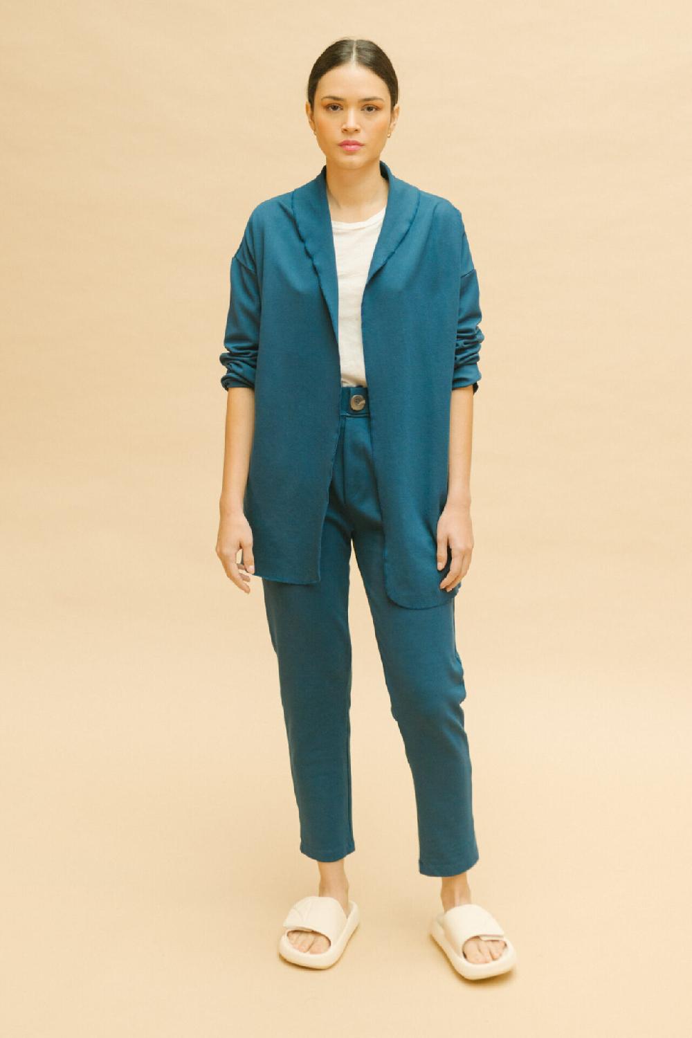 Pan Producto Básico Chaqueta Suelta Azul