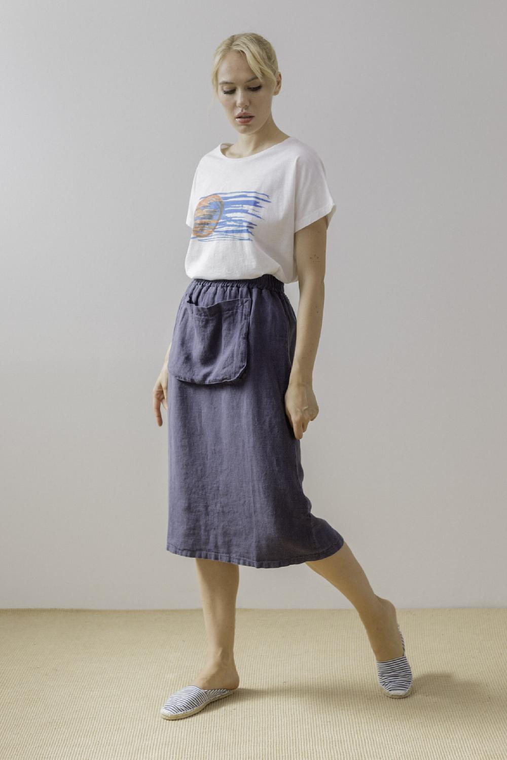 Pan Producto Básico Falda Azul De Lino