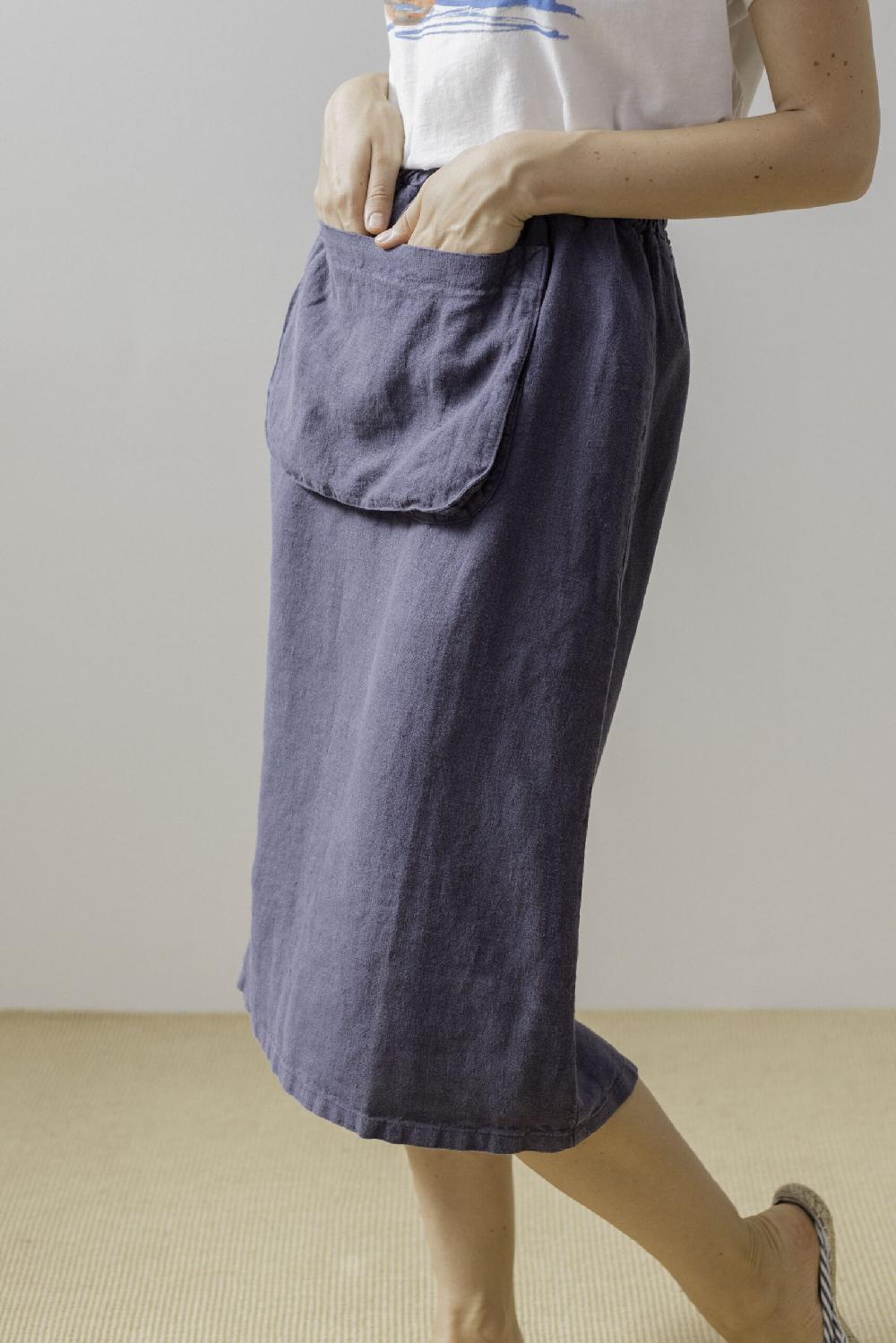 Pan Producto Básico Falda Azul De Lino