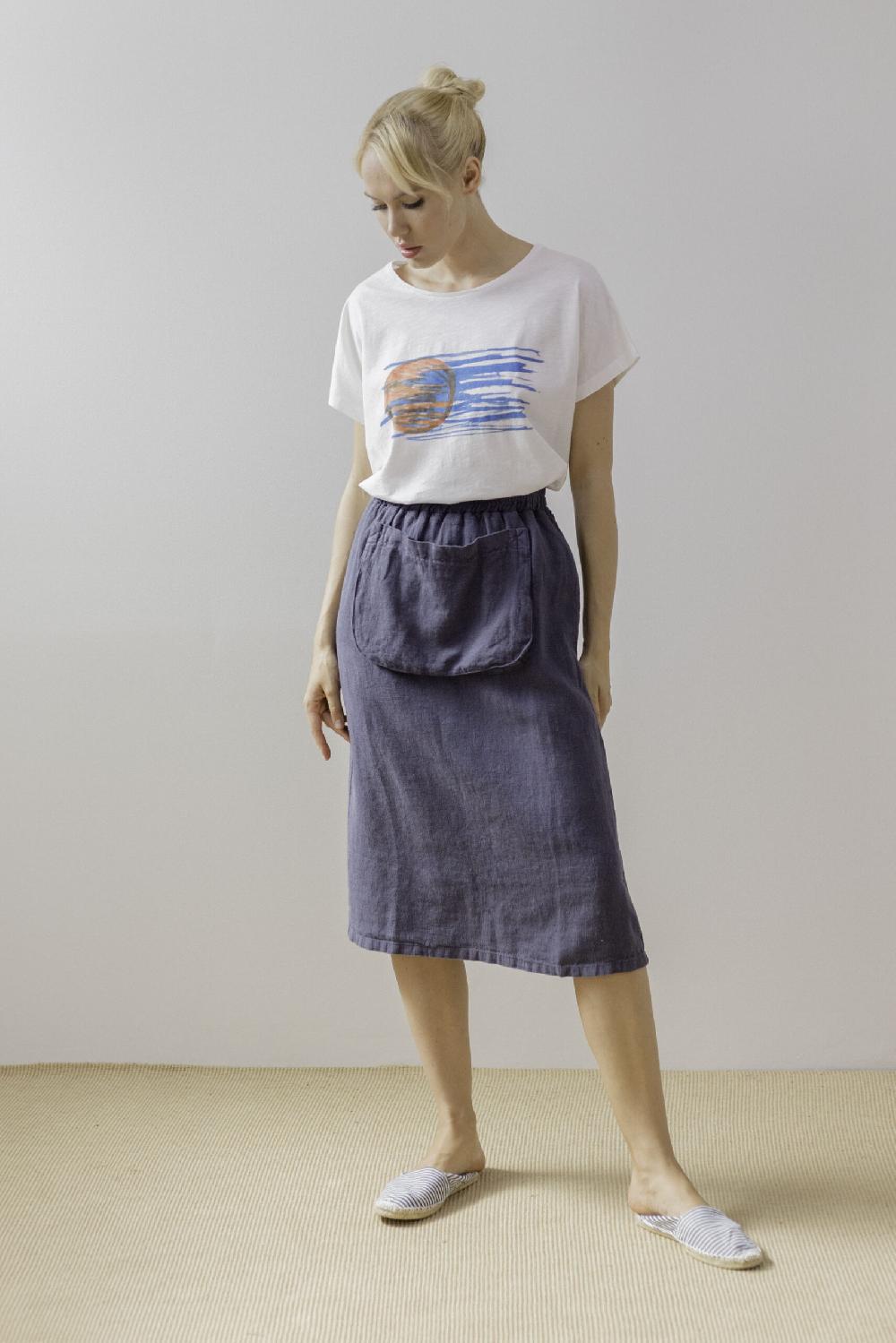 Pan Producto Básico Falda Azul De Lino