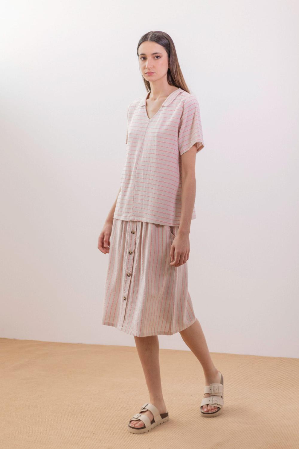 Pan Producto Básico Falda Fluida Rayas Rosas