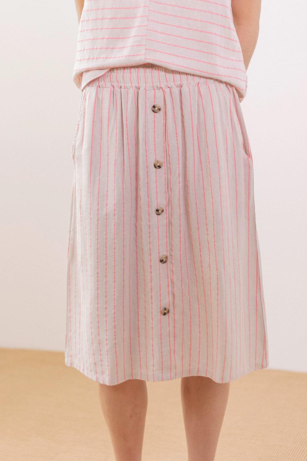 Pan Producto Básico Falda Fluida Rayas Rosas