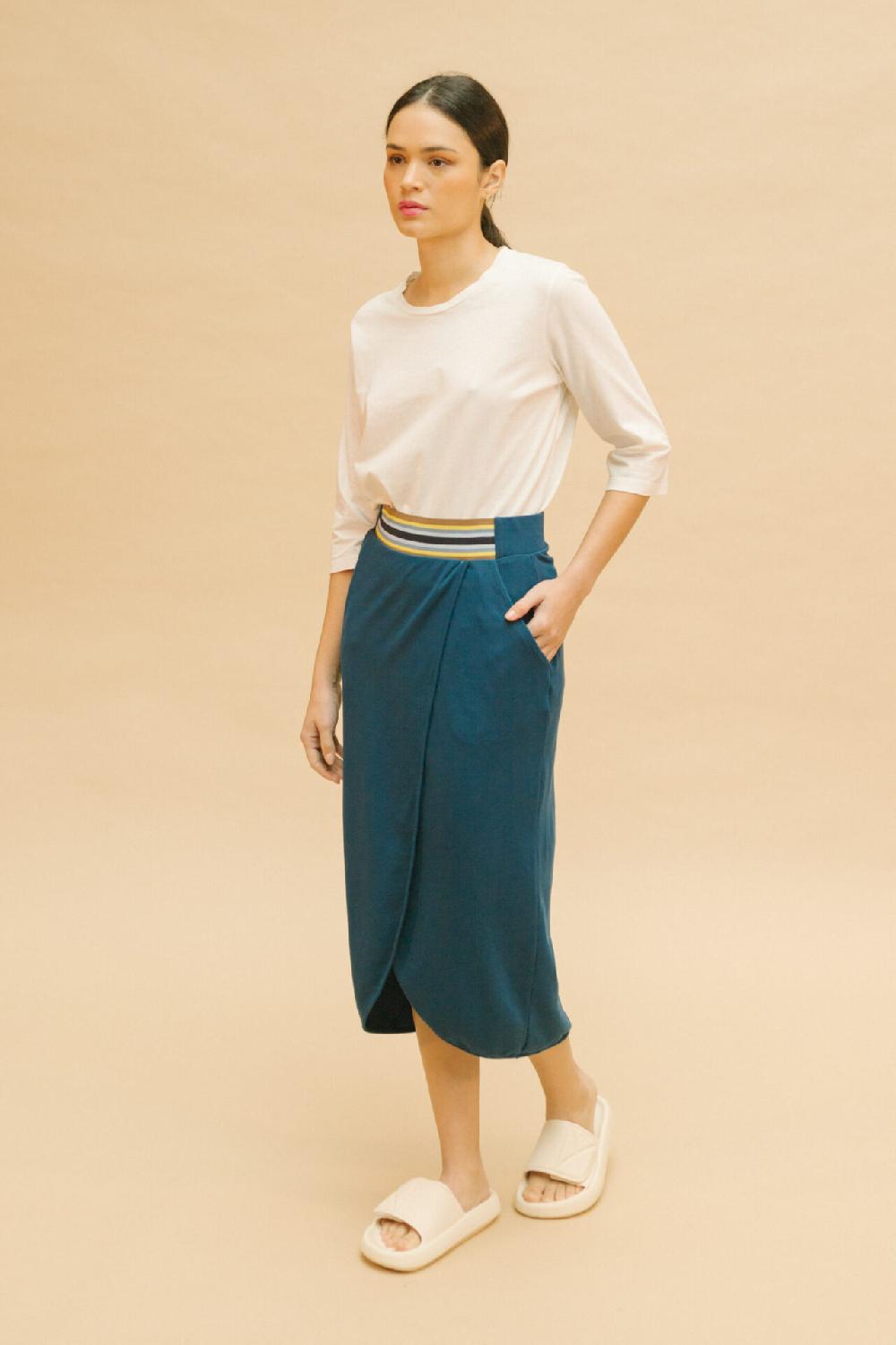 Pan Producto Básico Falda Lápiz Abierta Azul